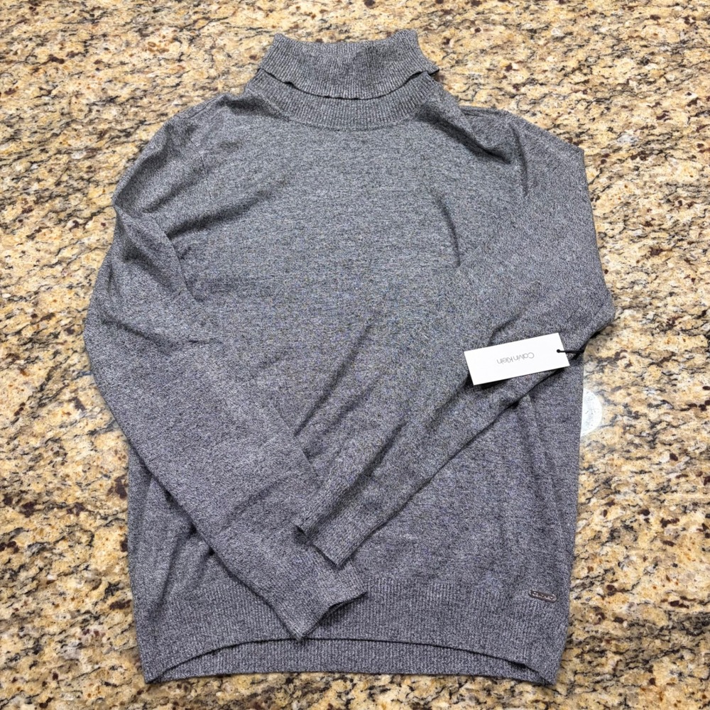 NEW Calvin Klein Womens Heather Grey Turtleneck Sweater Long Sleeve XL ws